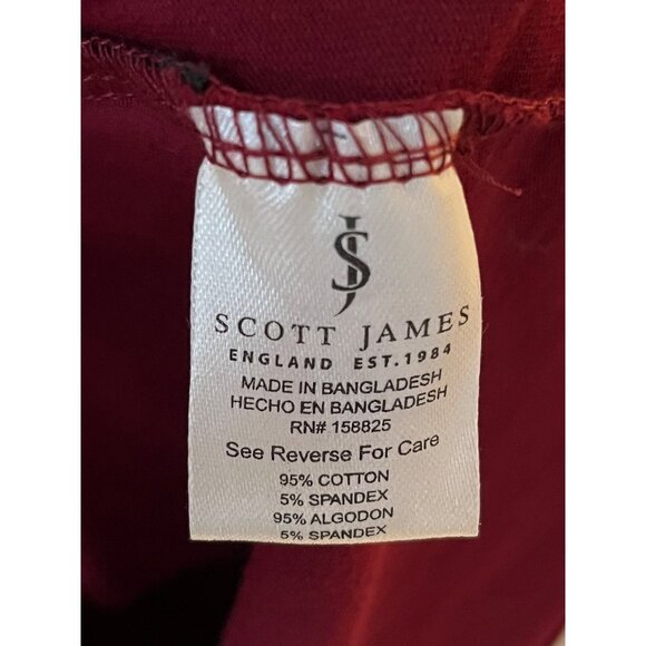 Scott James Men’s Short Sleeve Henley Shirt – Red – Size L (Fits Like U.S. Mediu - Picture 4 of 4